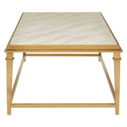 Alvaro Rectangular Coffee Table with White Marble Top