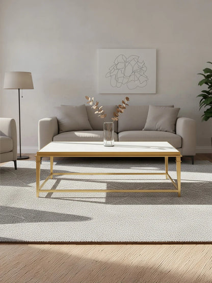 Alvaro Rectangular Coffee Table with White Marble Top