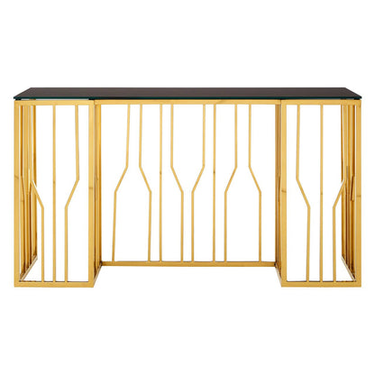 Alvaro Console Table in Gold and Black Glass Top