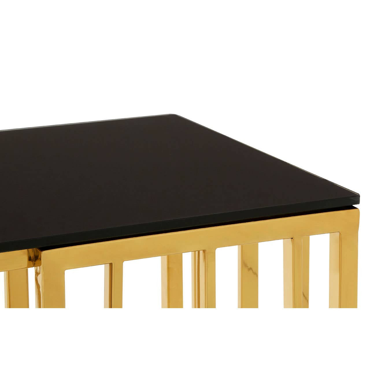 Alvaro Console Table in Gold and Black Glass Top