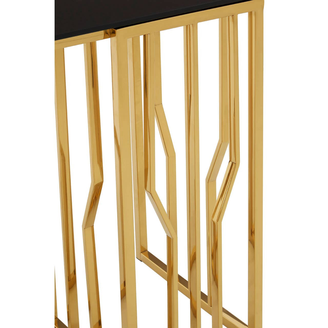 Alvaro Console Table in Gold and Black Glass Top