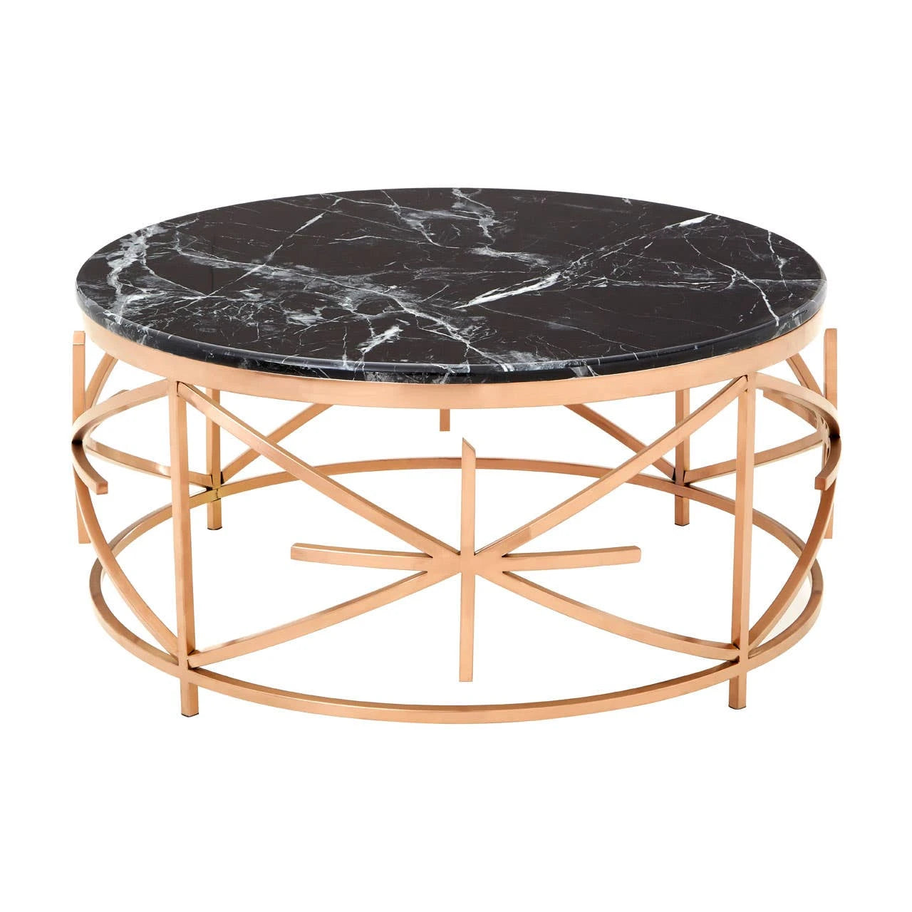 Alvaro Black Marble and Rose Gold Coffee Table