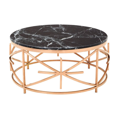 Alvaro Black Marble and Rose Gold Coffee Table