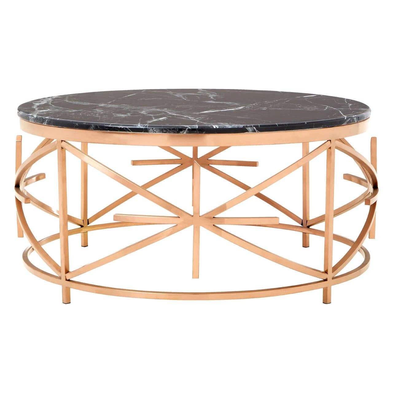 Alvaro Black Marble and Rose Gold Coffee Table
