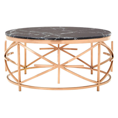 Alvaro Black Marble and Rose Gold Coffee Table