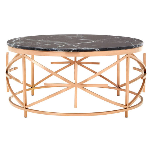 Alvaro Black Marble and Rose Gold Coffee Table