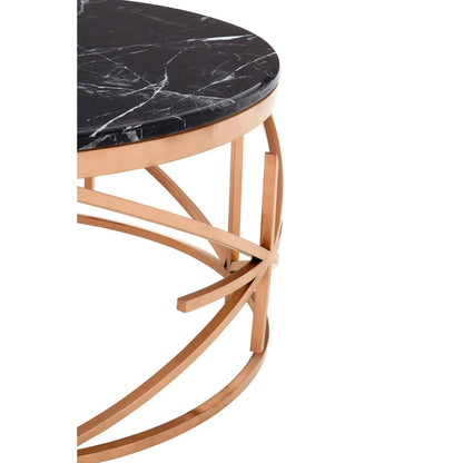 Alvaro Black Marble and Rose Gold Coffee Table