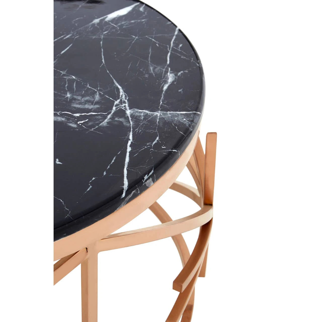 Alvaro Black Marble and Rose Gold Coffee Table