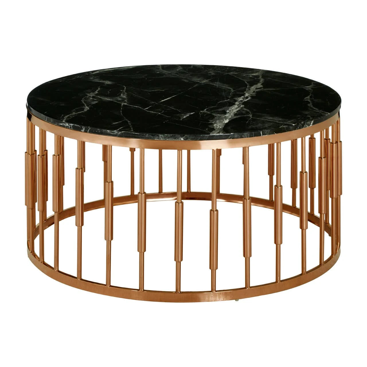 Alvaro Round Marble Top and Rose Gold Coffee Table