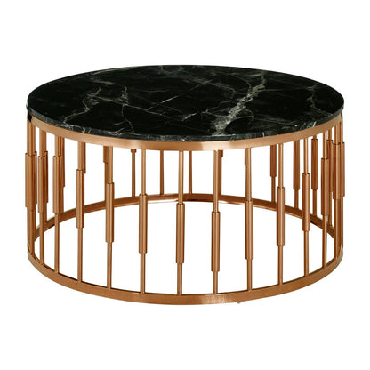 Alvaro Round Marble Top and Rose Gold Coffee Table
