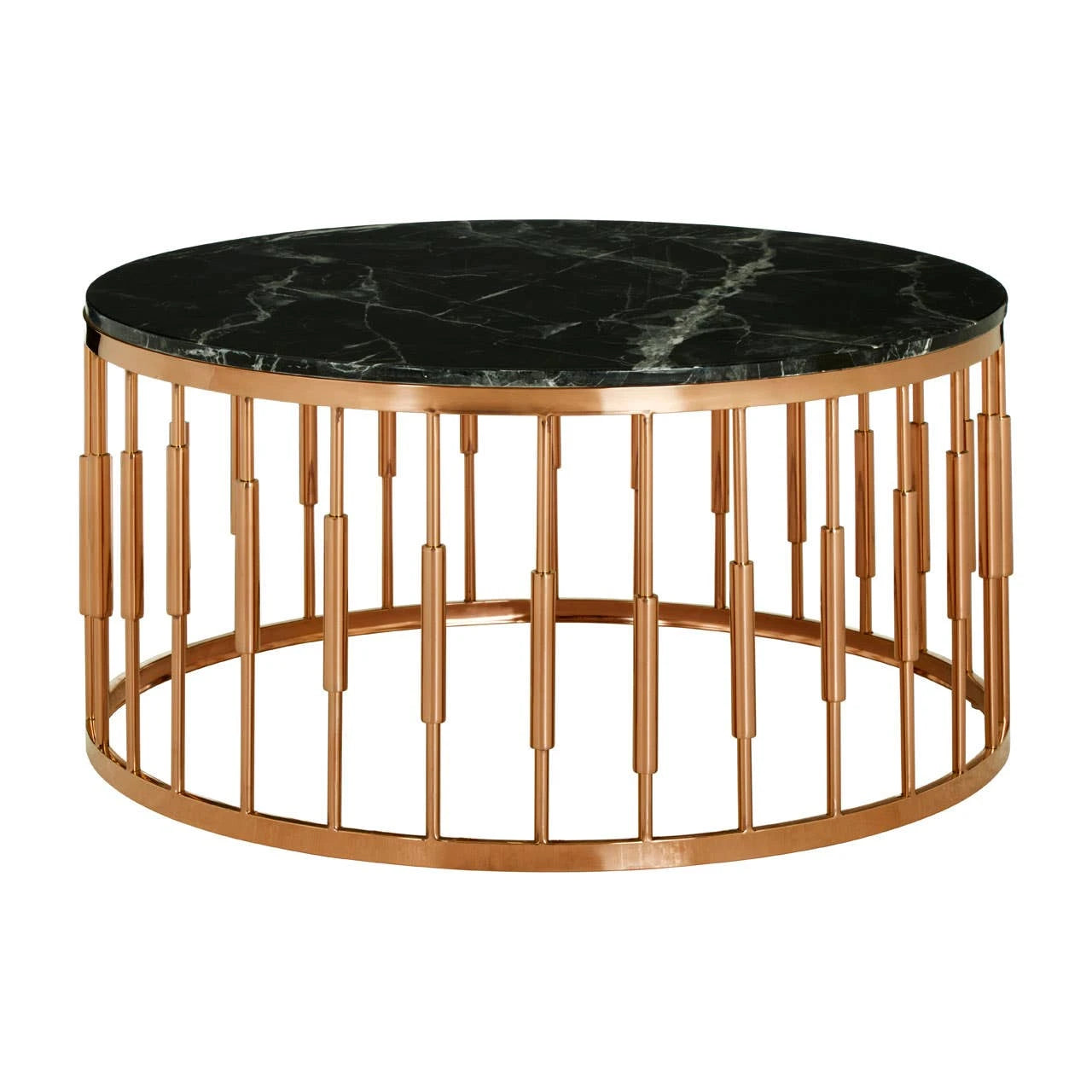 Alvaro Round Marble Top and Rose Gold Coffee Table