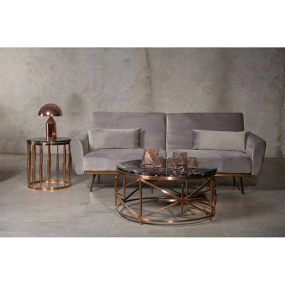 Alvaro Round Marble Top and Rose Gold Coffee Table
