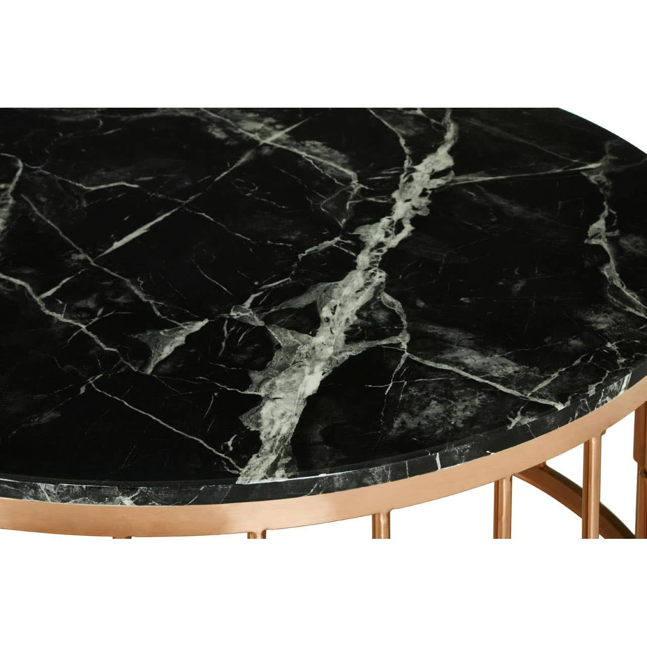 Alvaro Round Marble Top and Rose Gold Coffee Table