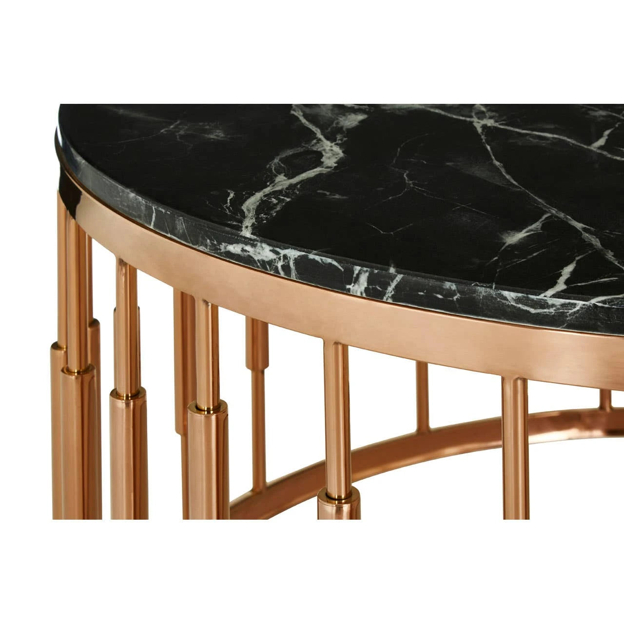 Alvaro Round Marble Top and Rose Gold Coffee Table