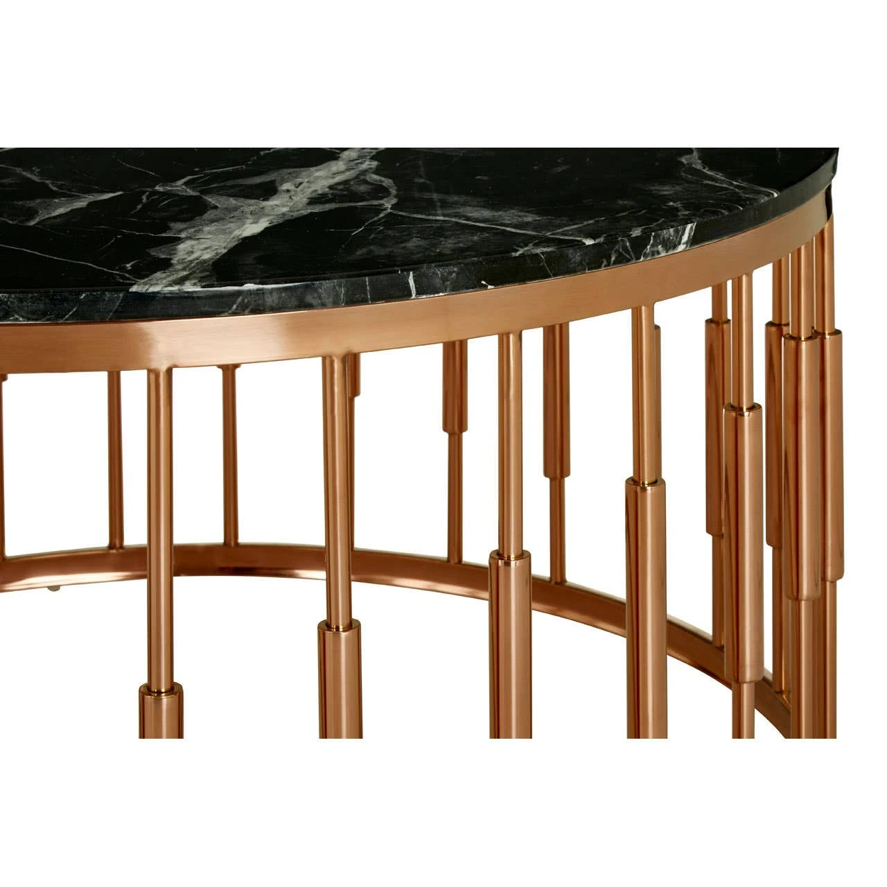 Alvaro Round Marble Top and Rose Gold Coffee Table