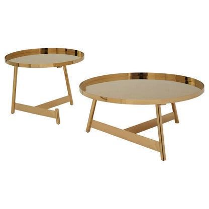 Alvaro Gold Set Of 2 Round Coffee Tables