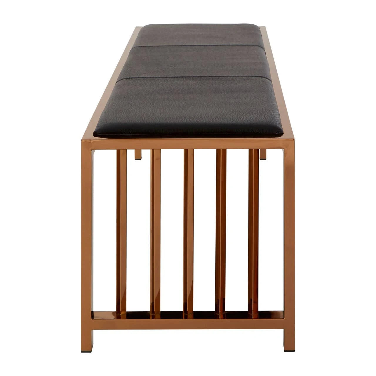 Novara Black Leather and Rose Gold Finish Bench