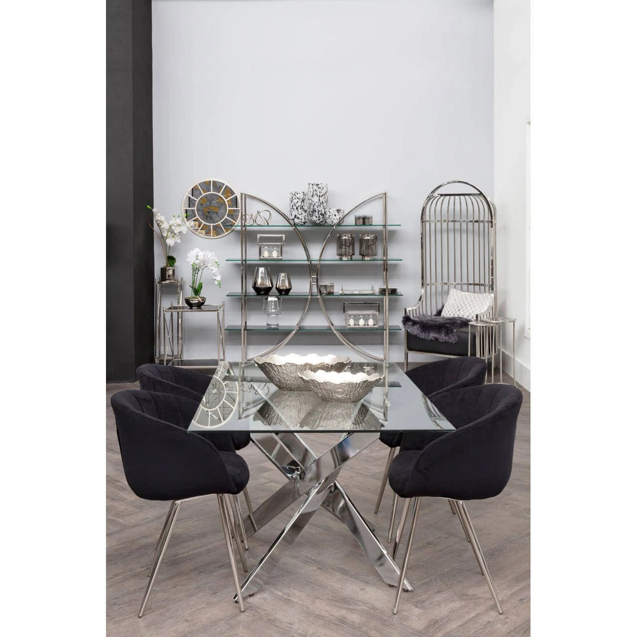 Vogue Black and Silver Velvet Chair