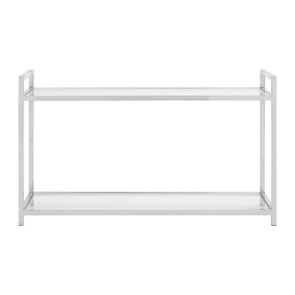 Vogue Stainless Steel Console Table with Glass Top