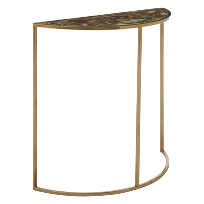 Vita Half Moon Console Table with Black Agate Top