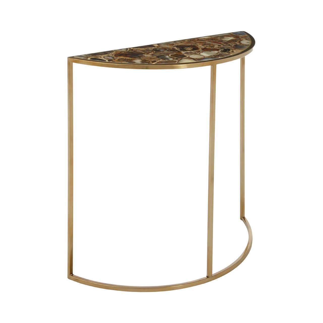 Vita Half Moon Console Table with Black Agate Top