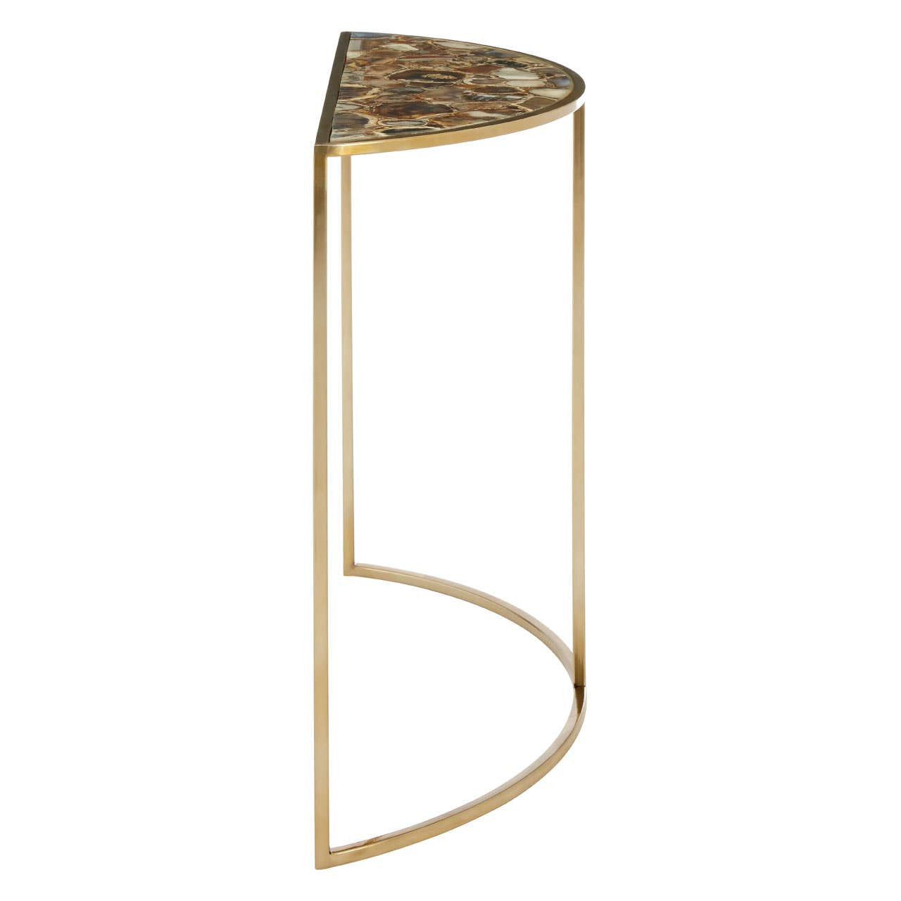 Vita Half Moon Console Table with Black Agate Top