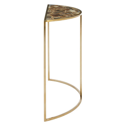 Vita Half Moon Console Table with Black Agate Top