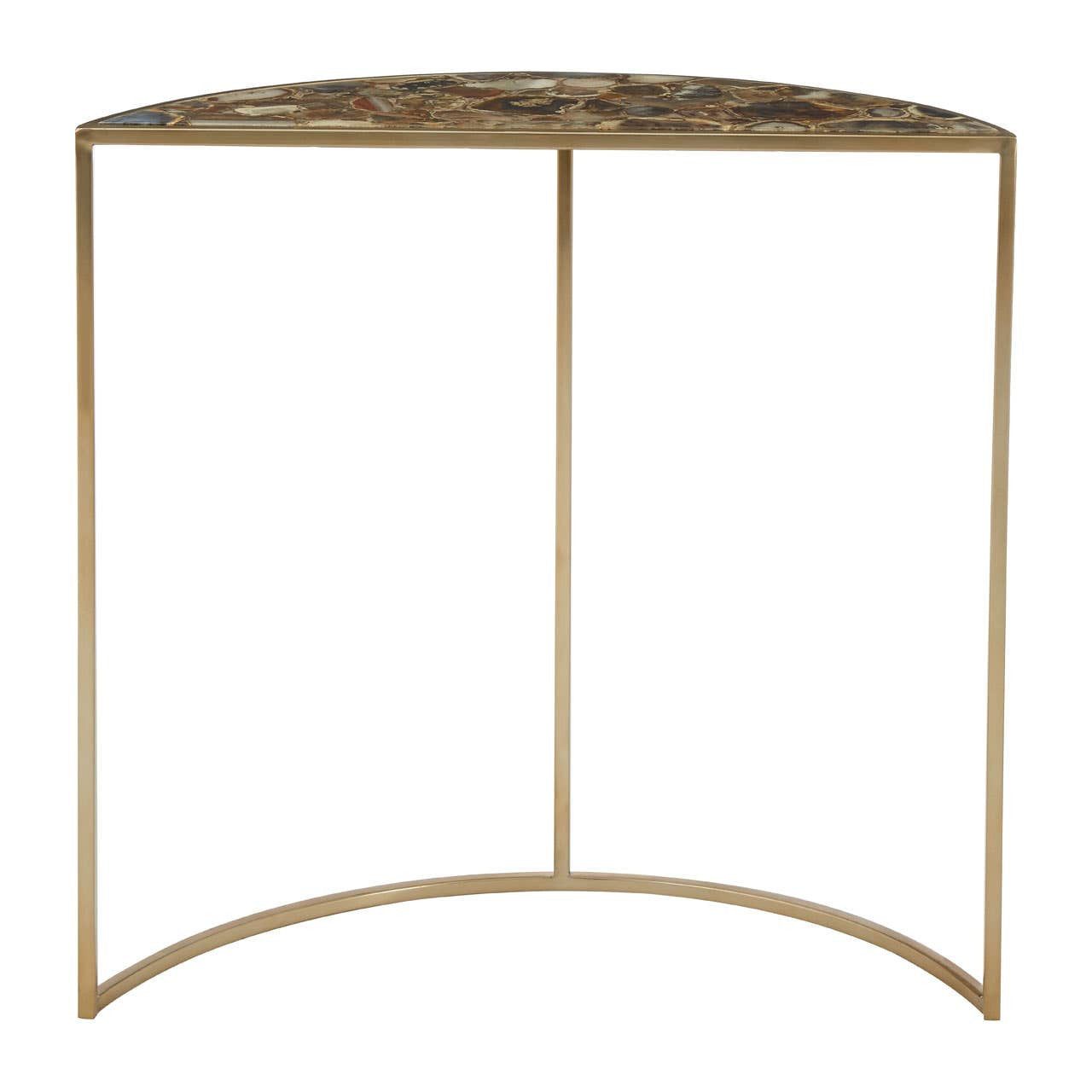 Vita Half Moon Console Table with Black Agate Top