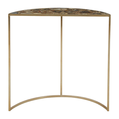 Vita Half Moon Console Table with Black Agate Top