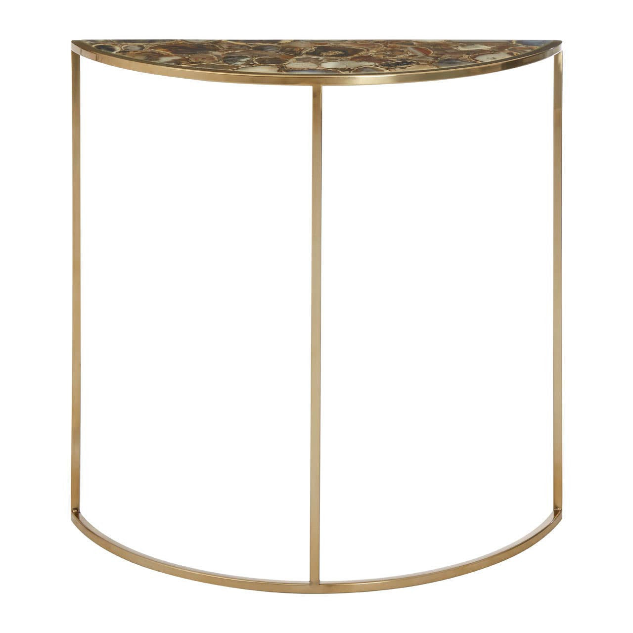 Vita Half Moon Console Table with Black Agate Top