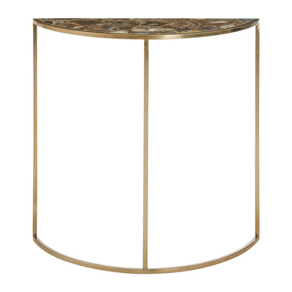 Vita Half Moon Console Table with Black Agate Top