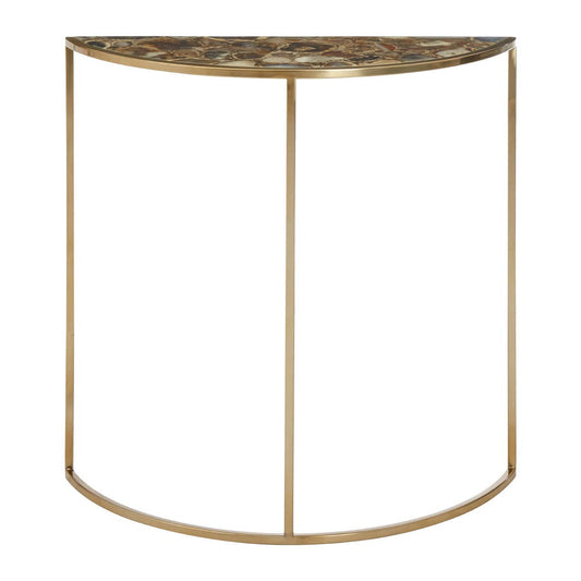 Vita Half Moon Console Table with Black Agate Top