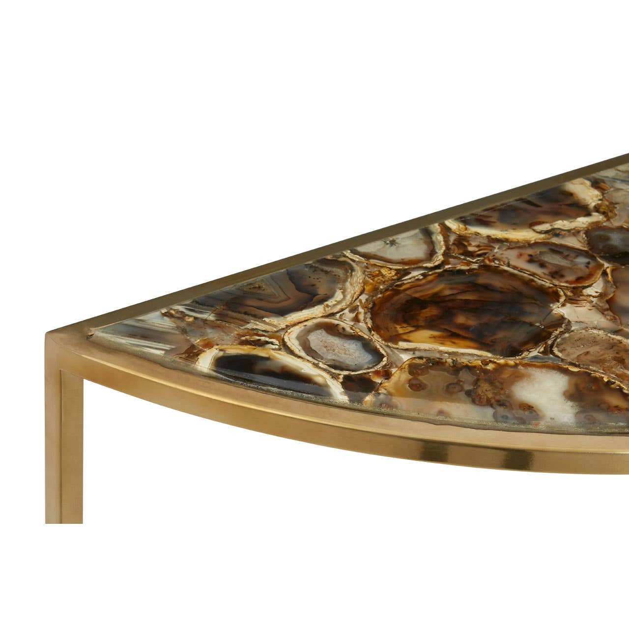 Vita Half Moon Console Table with Black Agate Top