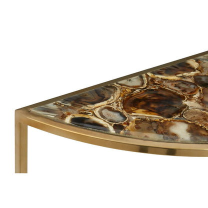 Vita Half Moon Console Table with Black Agate Top
