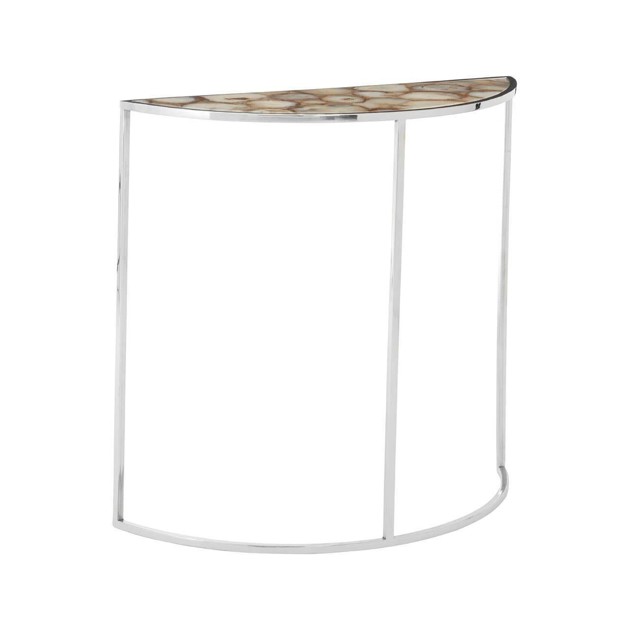 Vita Half Moon Console Table with White Agate Top