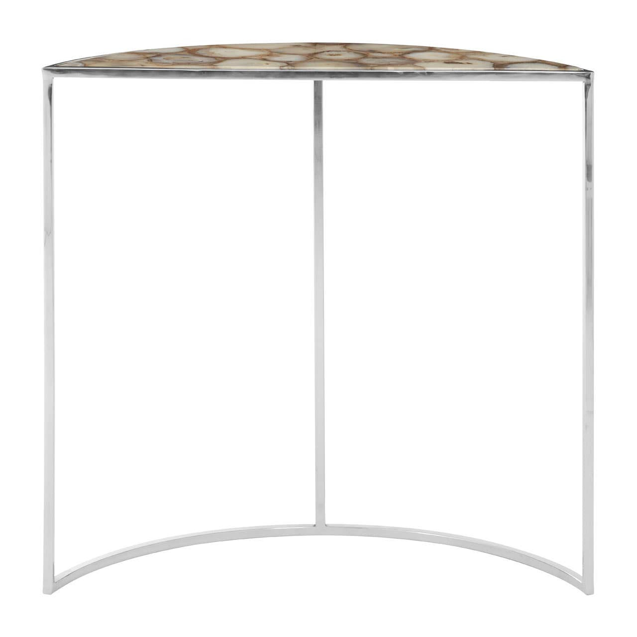 Vita Half Moon Console Table with White Agate Top