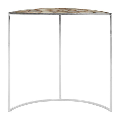 Vita Half Moon Console Table with White Agate Top