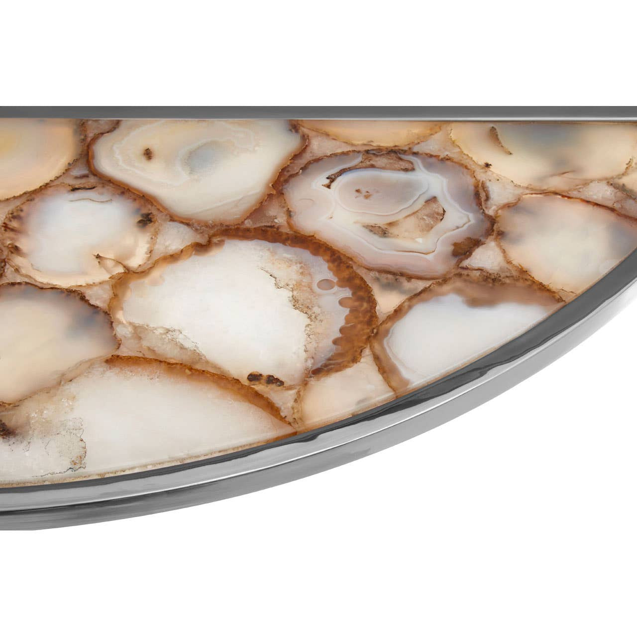 Vita Half Moon Console Table with White Agate Top