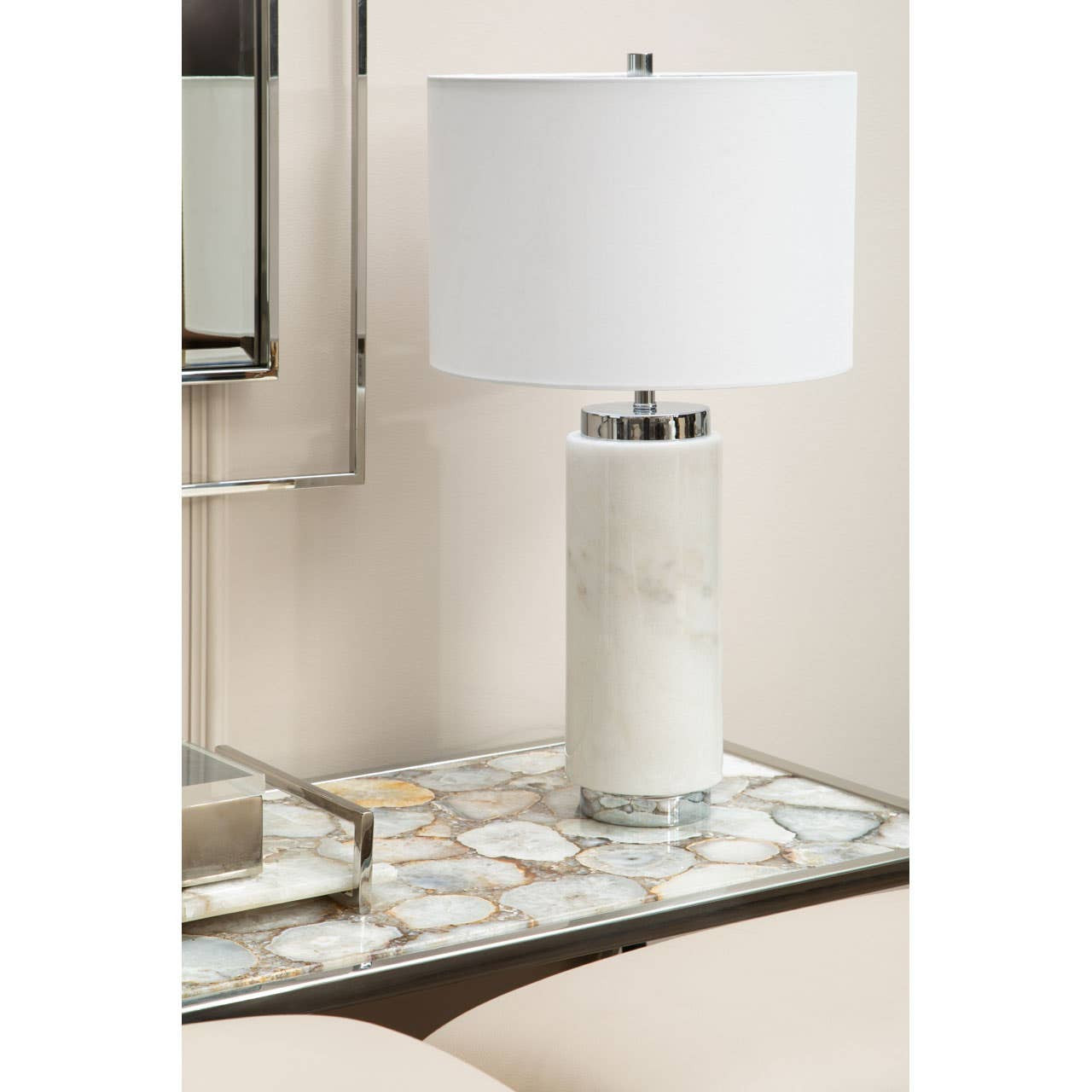 Vita White Agate Console Table