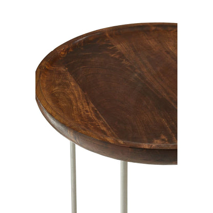 Crest Set of 2 Iron Base And Wood Top Side Tables