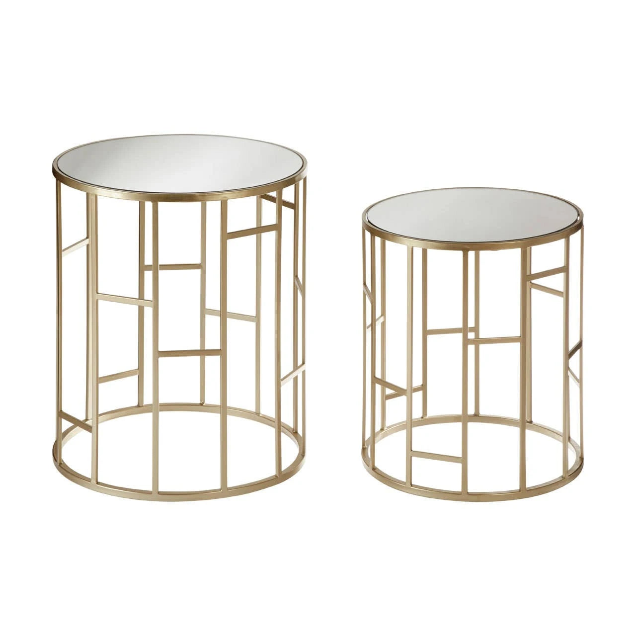 Avantis Set Of 2 Champagne Finish Round Side Tables