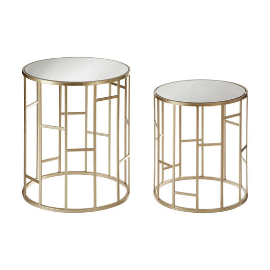 Avantis Set Of 2 Champagne Finish Round Side Tables