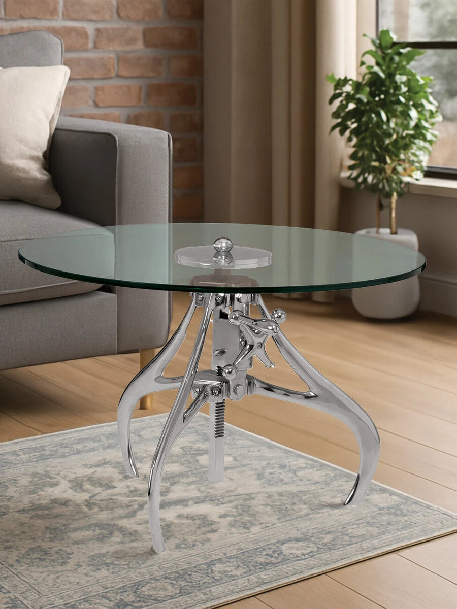 Maxi Crank Mechanism Metal And Glass Table