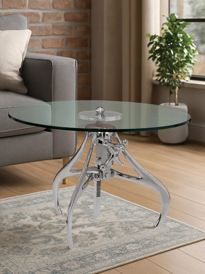 Maxi Crank Mechanism Metal And Glass Table