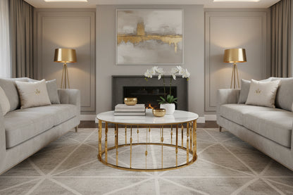 Arezzo Round Coffee Table With Gold Finish Frame