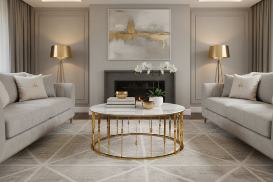 Arezzo Round Coffee Table With Gold Finish Frame