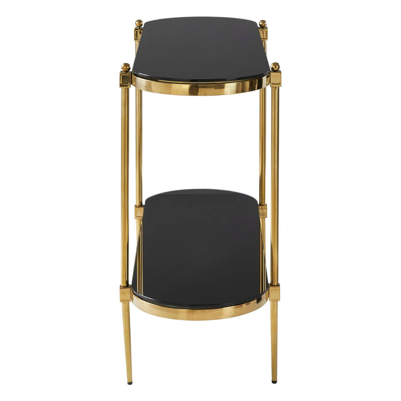 Arezzo 2 Tier Gold Console Table with Black Tempered Glass