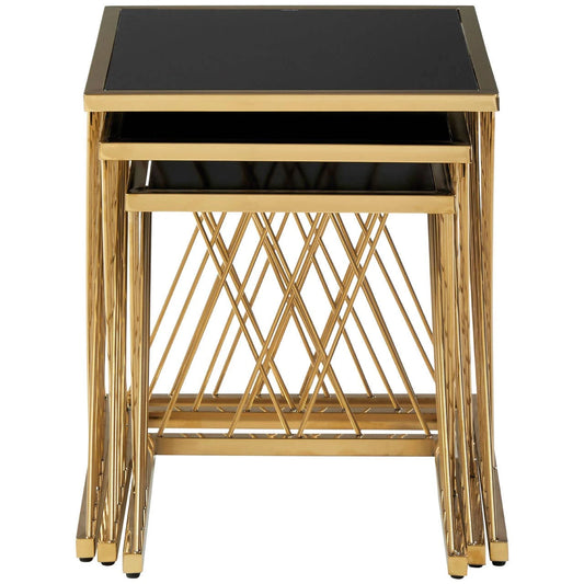 Arezzo Gold and Black Set Of 3 Nesting Tables