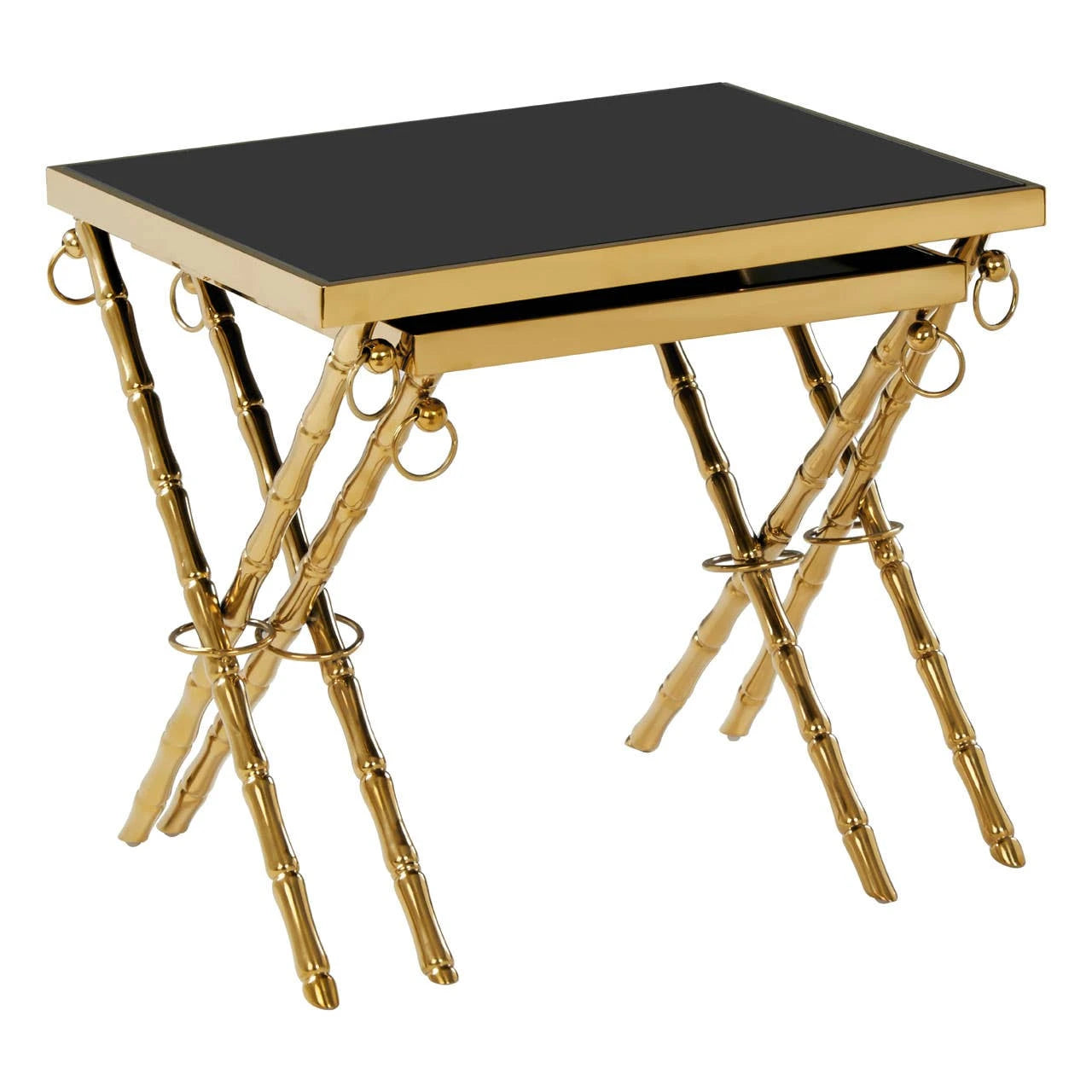 Arezzo Gold and Black Set Of 2 Nesting Tables