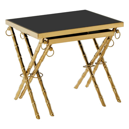 Arezzo Gold and Black Set Of 2 Nesting Tables